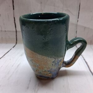 Handcrafted Ceramic Pottery Mug Independent Artist Folk Art Bohemian Style